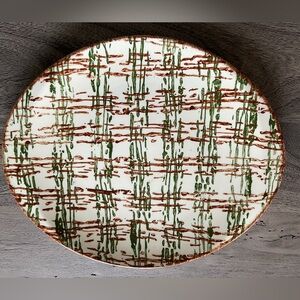 Blue Ridge Southern Pottery Scatter Plaid Oval Platter